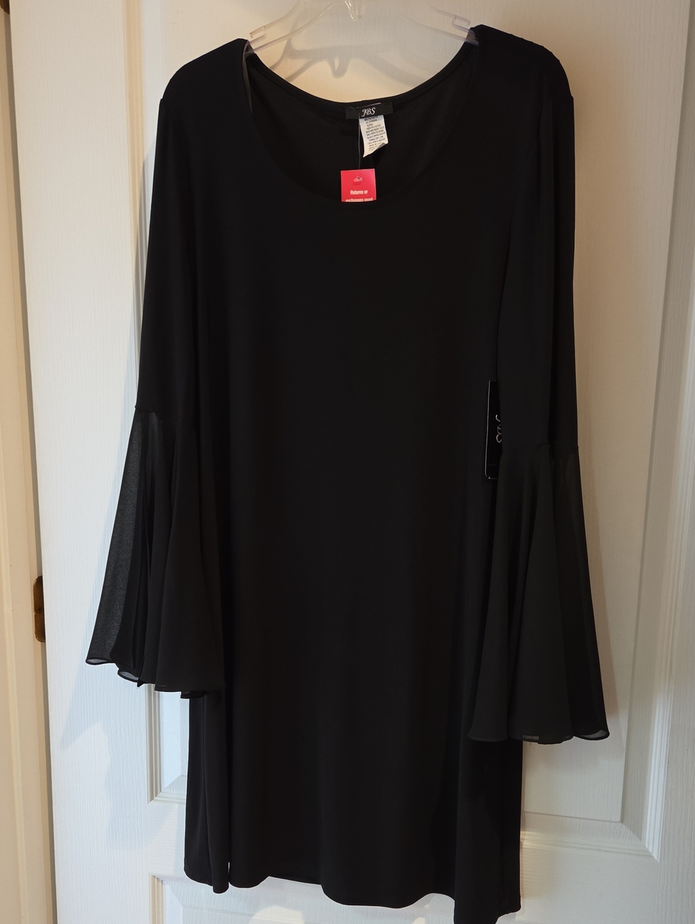 J.B.S. Black Long Sleeve Bell Sleeve Dress